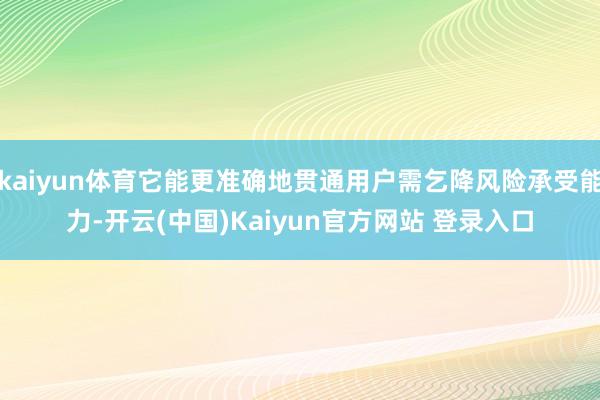 kaiyun体育它能更准确地贯通用户需乞降风险承受能力-开云(中国)Kaiyun官方网站 登录入口