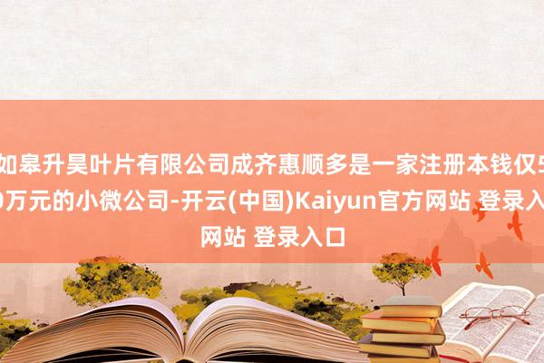 如皋升昊叶片有限公司成齐惠顺多是一家注册本钱仅500万元的小微公司-开云(中国)Kaiyun官方网站 登录入口