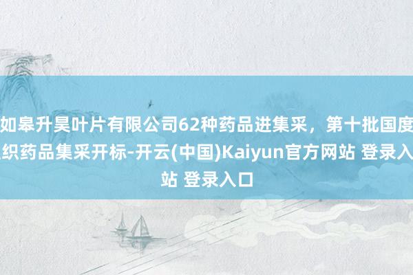 如皋升昊叶片有限公司62种药品进集采，第十批国度组织药品集采开标-开云(中国)Kaiyun官方网站 登录入口