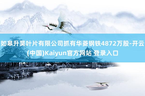 如皋升昊叶片有限公司抓有华菱钢铁4872万股-开云(中国)Kaiyun官方网站 登录入口