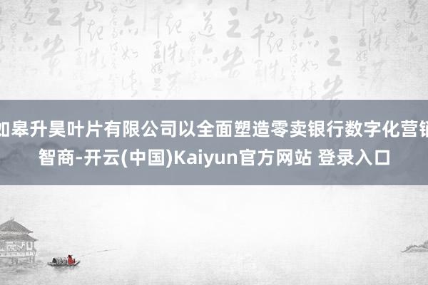 如皋升昊叶片有限公司以全面塑造零卖银行数字化营销智商-开云(中国)Kaiyun官方网站 登录入口