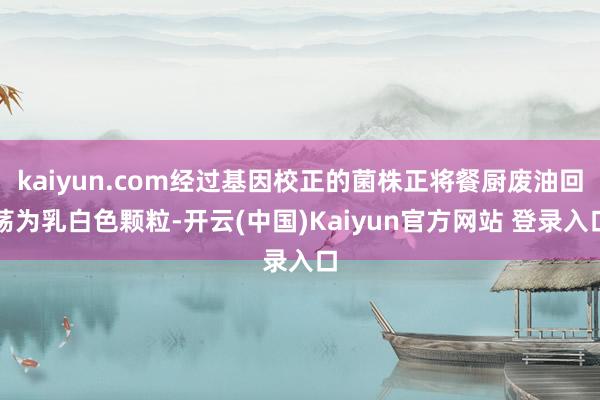 kaiyun.com经过基因校正的菌株正将餐厨废油回荡为乳白色颗粒-开云(中国)Kaiyun官方网站 登录入口