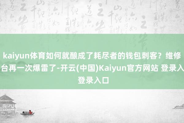 kaiyun体育如何就酿成了耗尽者的钱包刺客？维修平台再一次爆雷了-开云(中国)Kaiyun官方网站 登录入口
