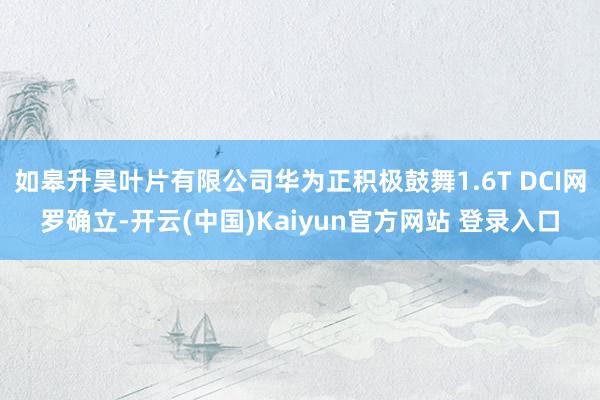 如皋升昊叶片有限公司华为正积极鼓舞1.6T DCI网罗确立-开云(中国)Kaiyun官方网站 登录入口