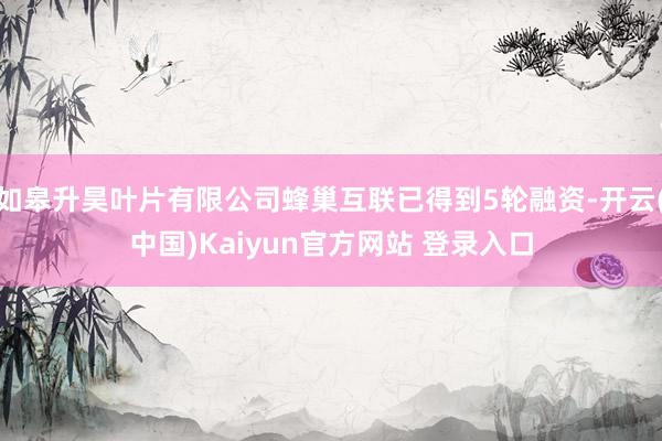 如皋升昊叶片有限公司蜂巢互联已得到5轮融资-开云(中国)Kaiyun官方网站 登录入口