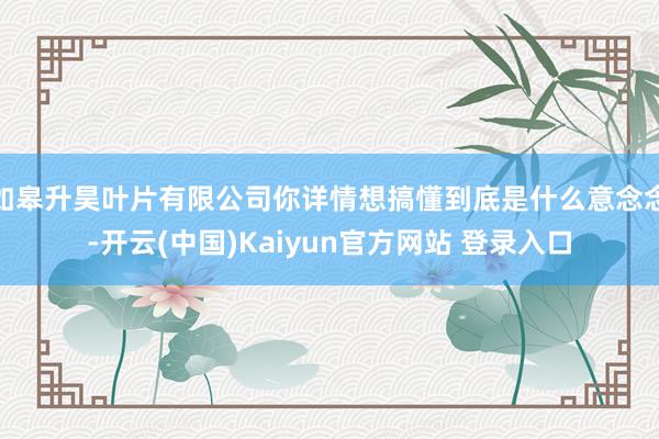 如皋升昊叶片有限公司你详情想搞懂到底是什么意念念-开云(中国)Kaiyun官方网站 登录入口
